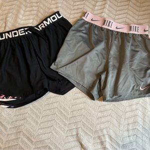 Under Armour/Nike girls youth size large activewear shorts
